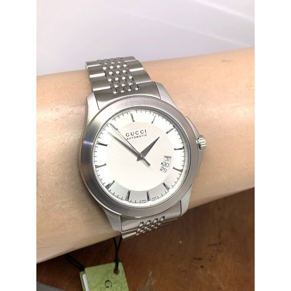 Gucci Men's Watch YA126209 G-Timeless Swiss Automatic Silver Steel 44mm - Picture 11 of 14